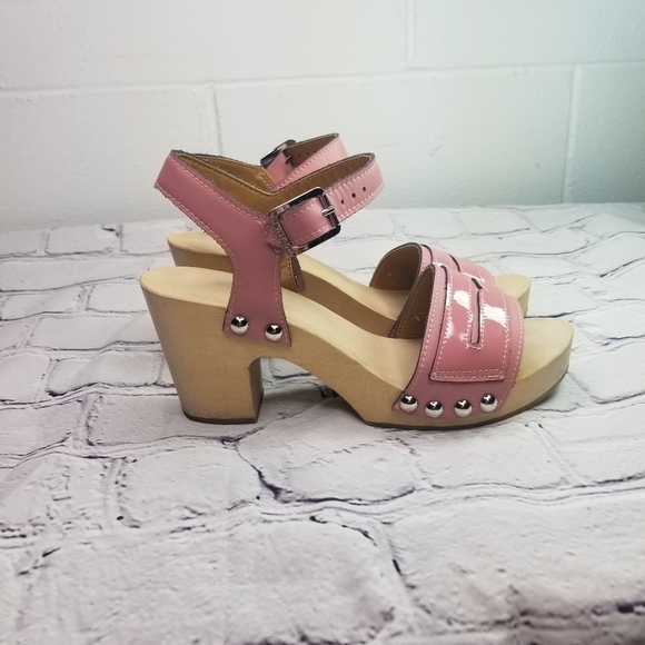 Hunter Refined Penny pink patent leather wood heels sandals - Picture 6 of 13